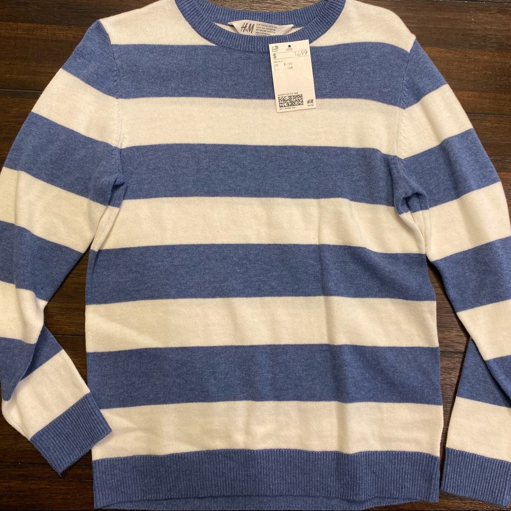 H&M Blue and White Striped Sweater